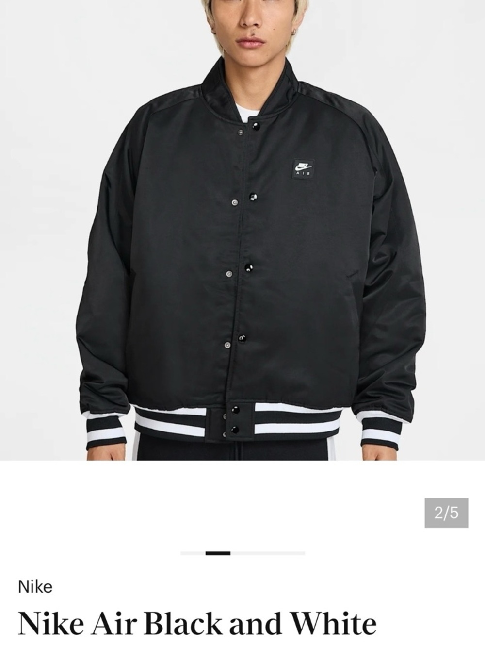 Nike Black Bomber Jacket with White Stripe Trim